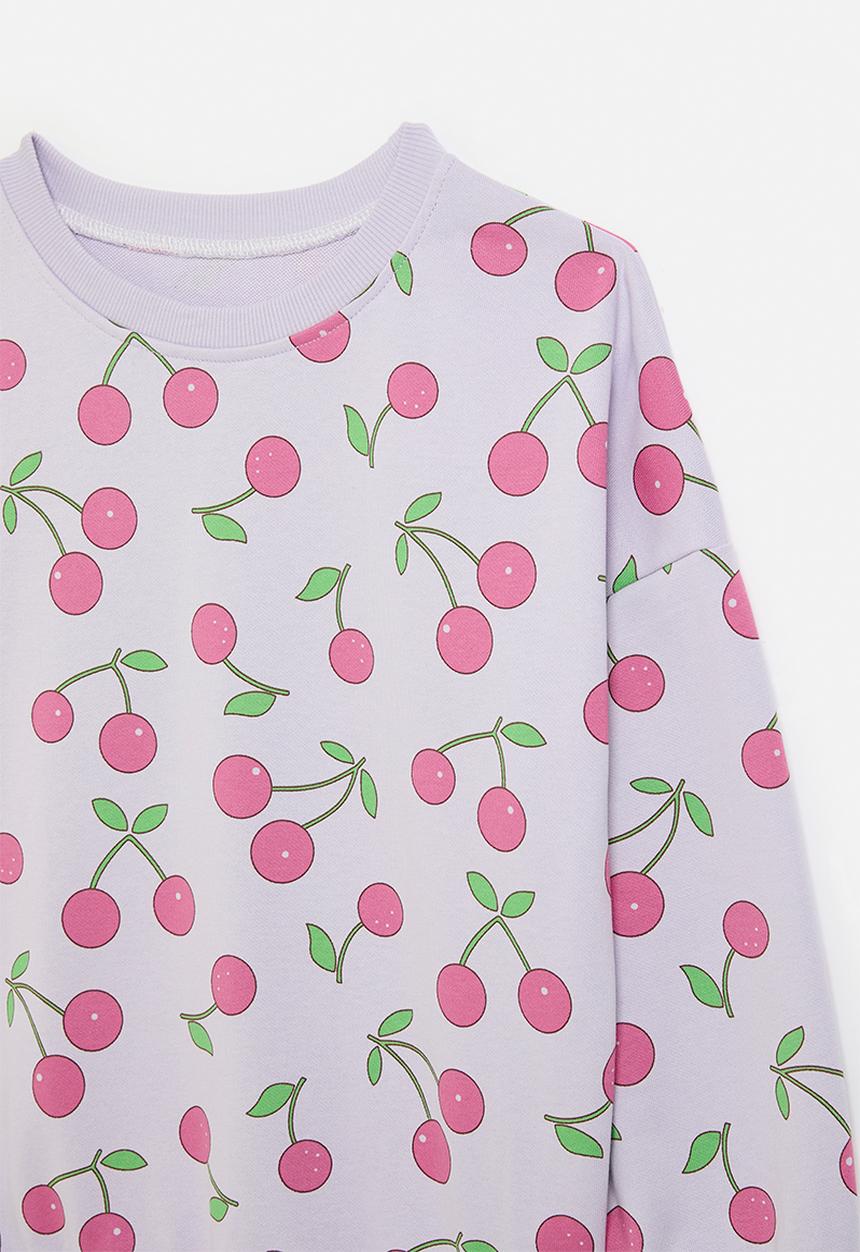 Pop Candy - Cherry print sweat top-lilac