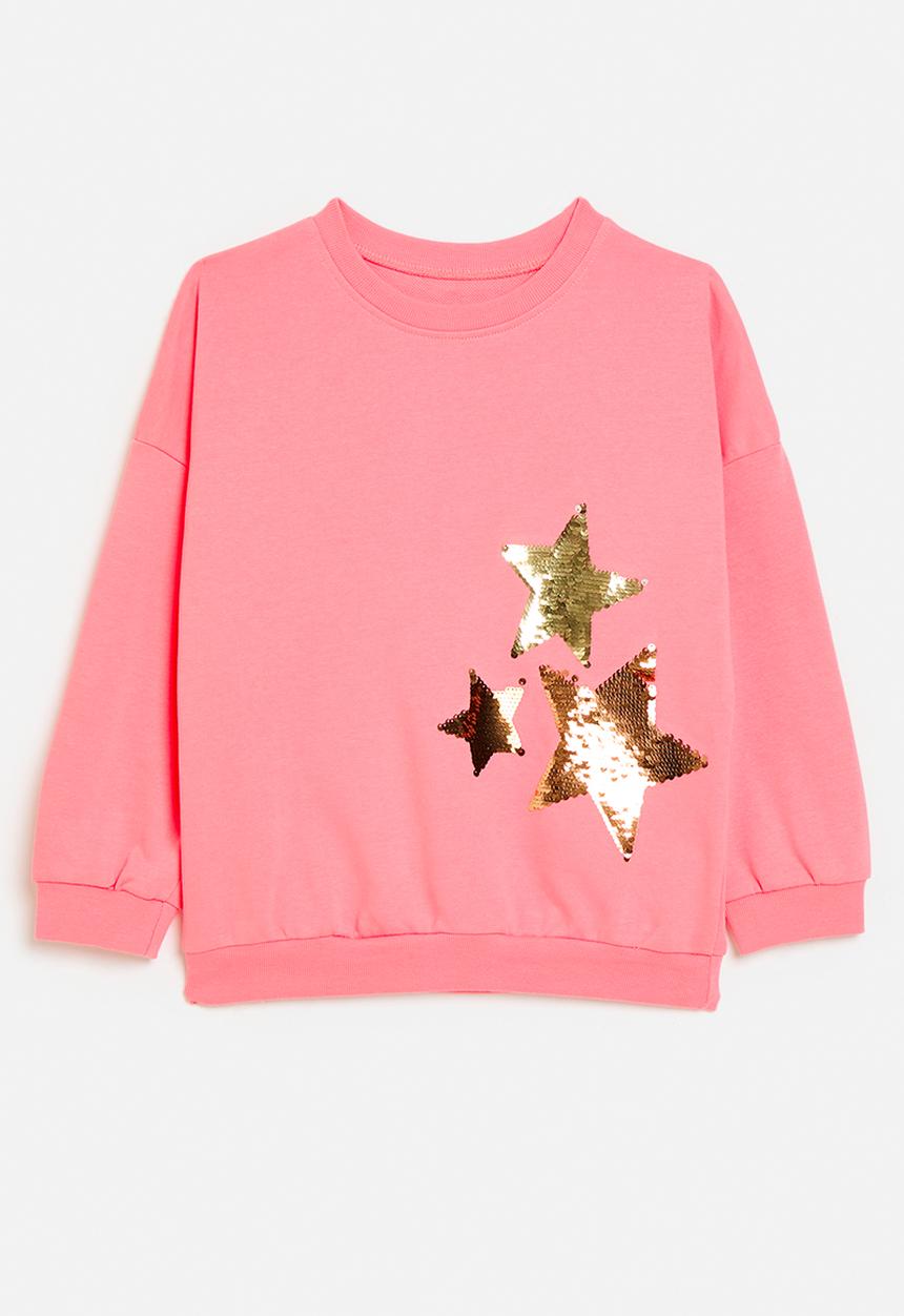 Pop Candy - Sequin applique sweat top-pink