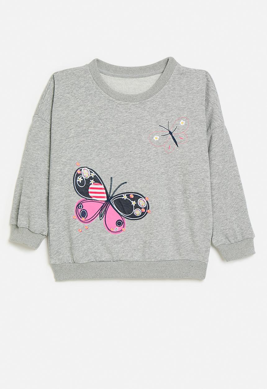 Pop Candy - Butterfly applique sweat top-grey