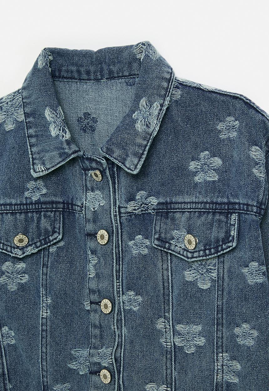 Pop Candy - Floral trucker jacket-blue