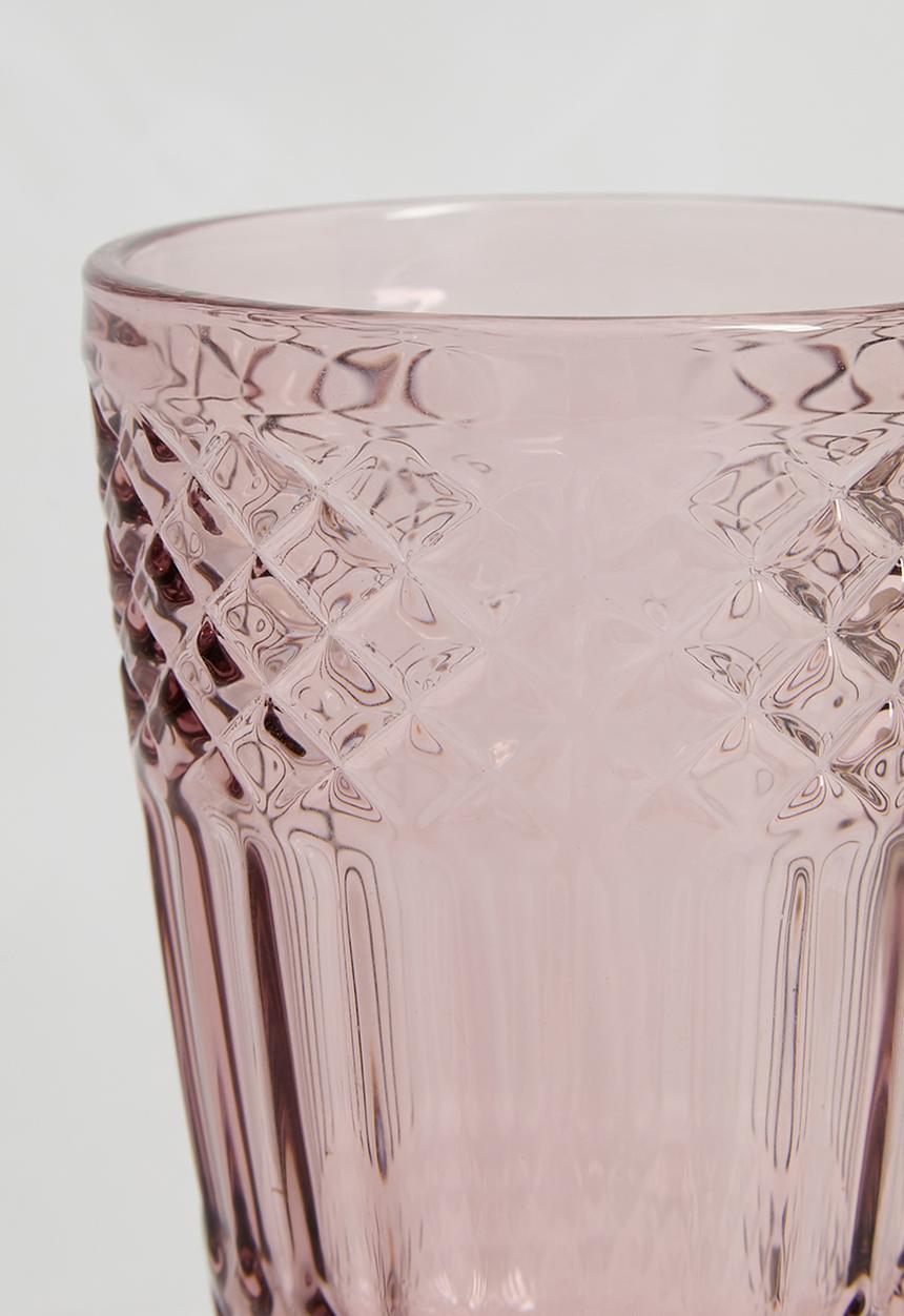 Excellent Houseware - Embossed wine glass set of 4 - blush
