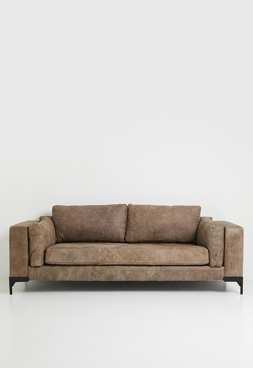 Sixth Floor - Pablo 3 seater genuine leather sofa - Stone