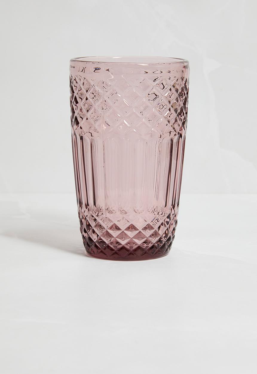 Excellent Houseware - Drinking glass pink colour - set of 6