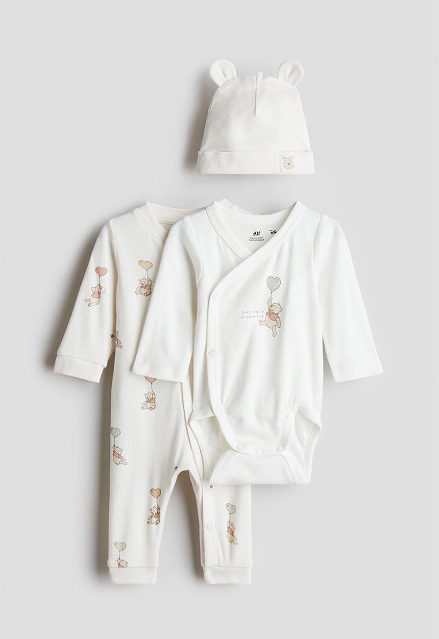 H&M - 3-piece cotton set -  white/winnie the pooh