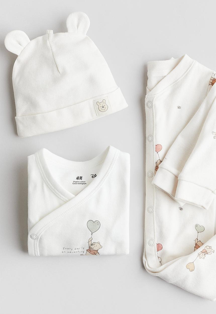 H&M - 3-piece cotton set -  white/winnie the pooh