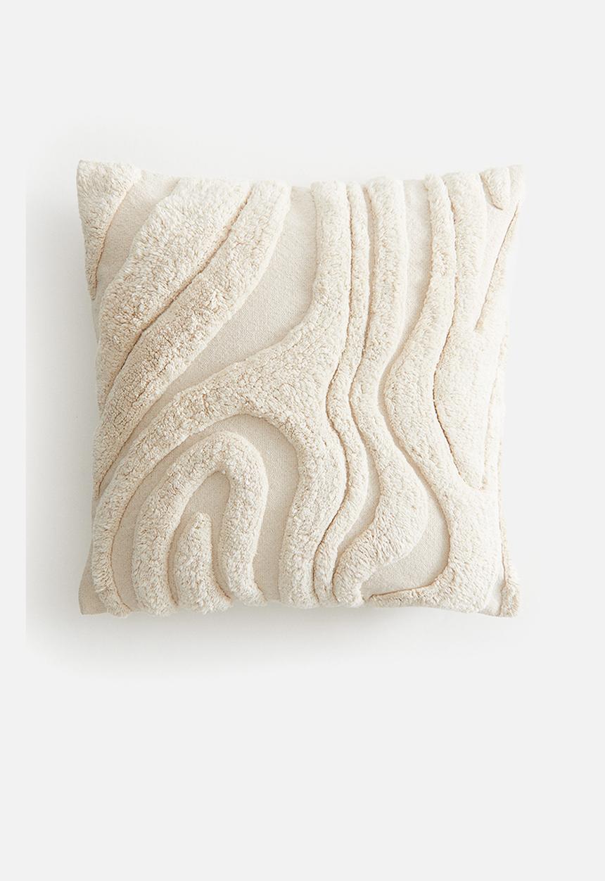 H&M - Patterned cotton cushion cover - cream 