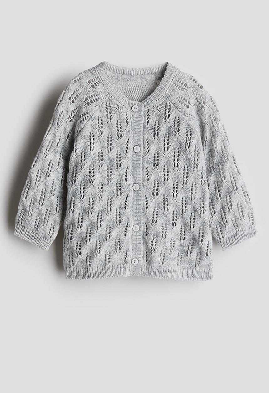 H&M - Pointelle-knit cardigan - light grey