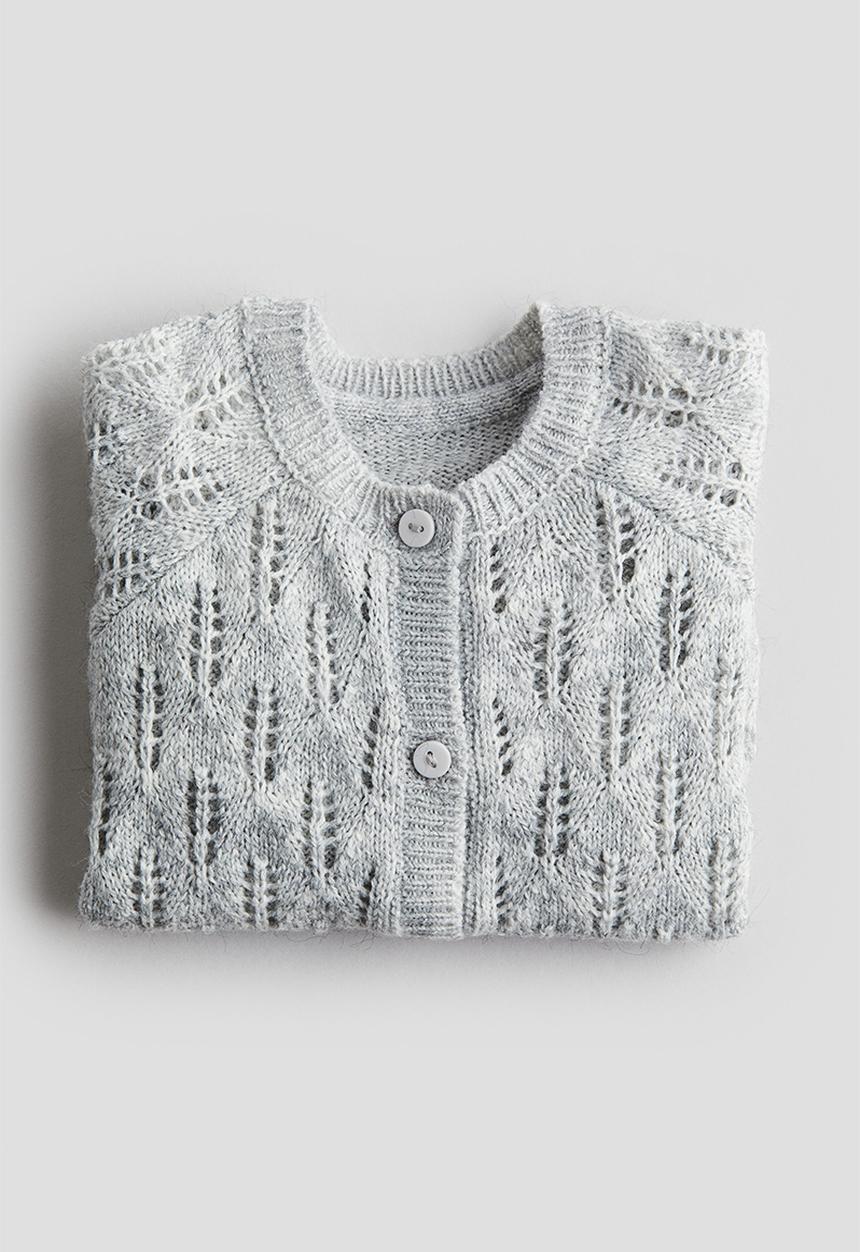H&M - Pointelle-knit cardigan - light grey