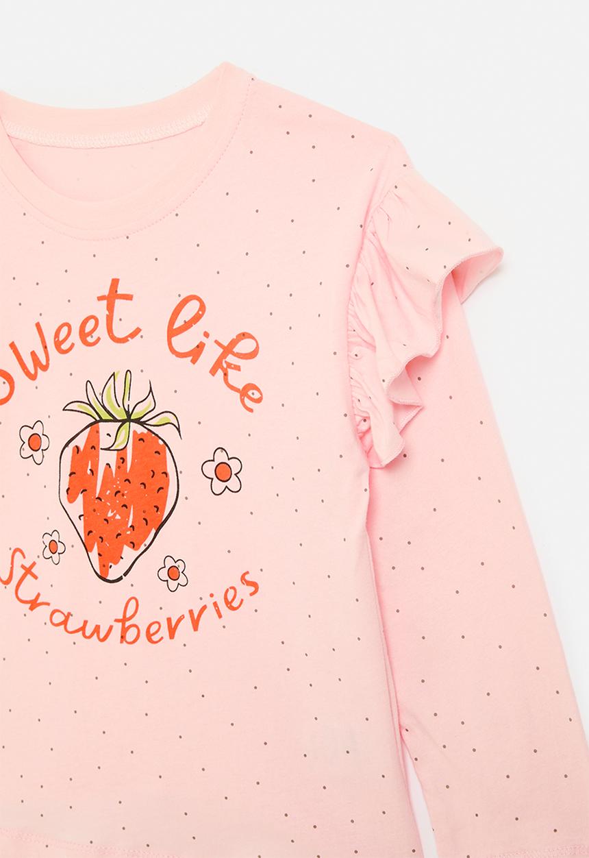 Pop Candy - Printed frilled tee - pink