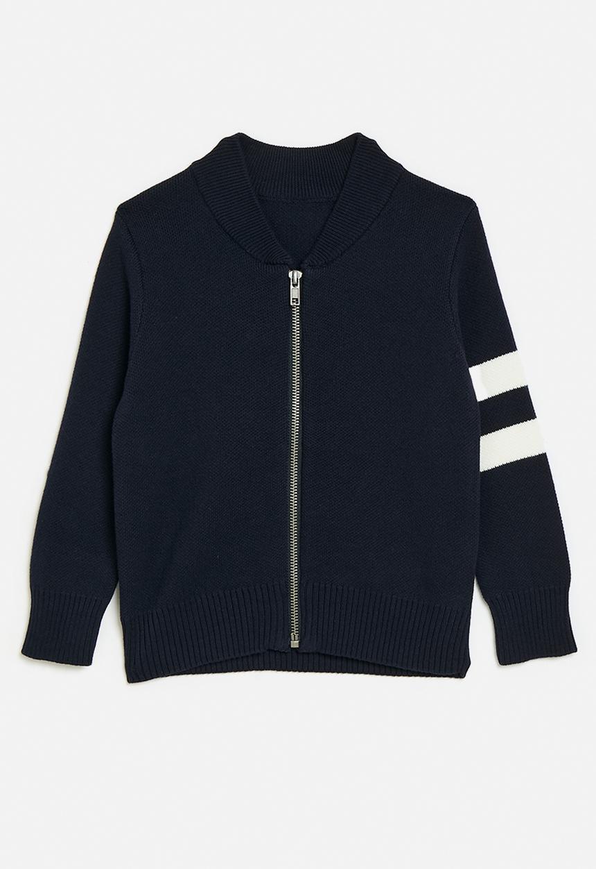 Pop Candy - Zip thru bomber jacket - navy & white