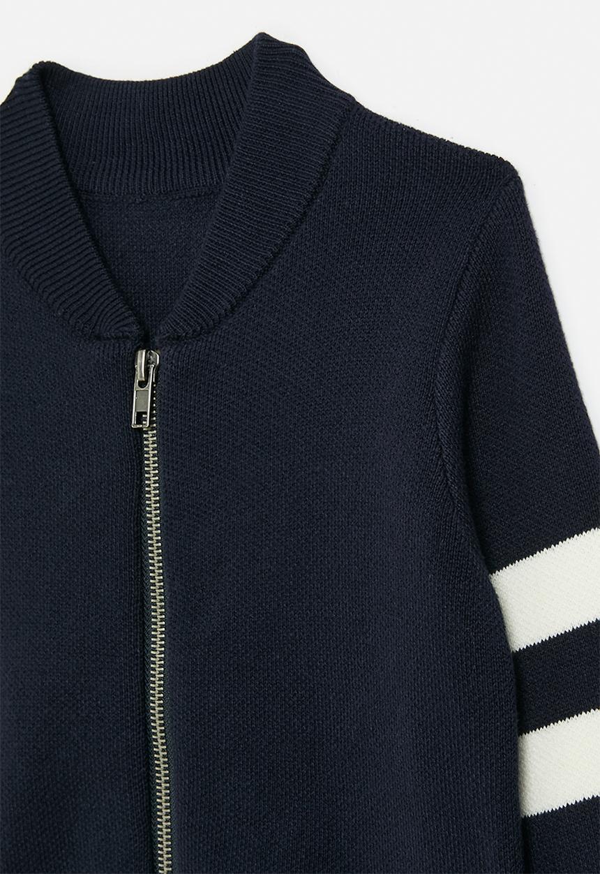 Pop Candy - Zip thru bomber jacket - navy & white