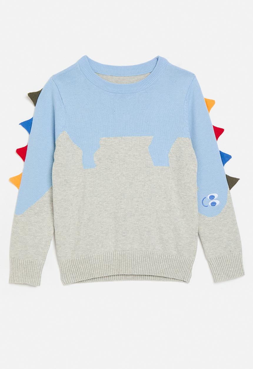 Pop Candy - Crew neck jersey-light blue & grey