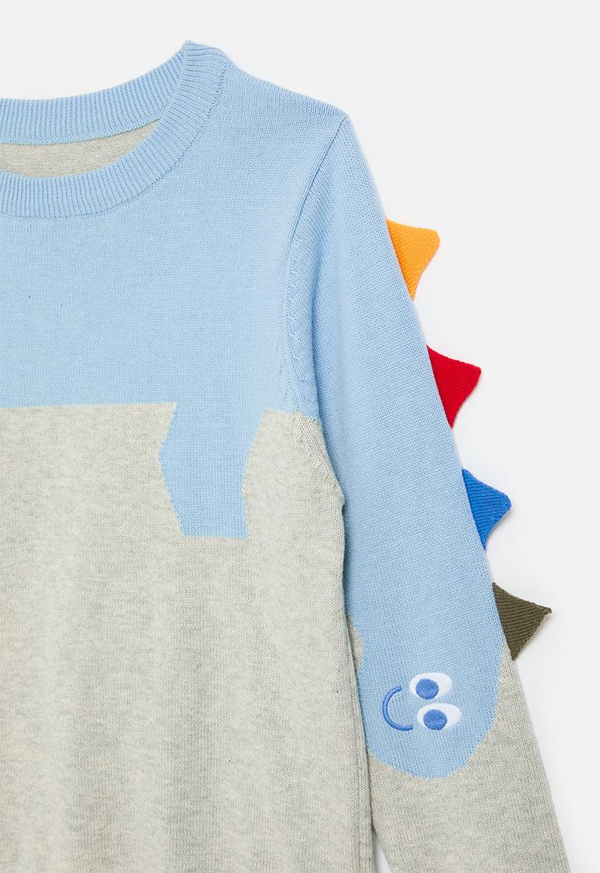 Pop Candy - Crew neck jersey-light blue & grey