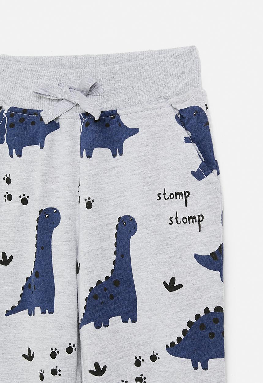 Pop Candy - Dino print jogger-grey & blue