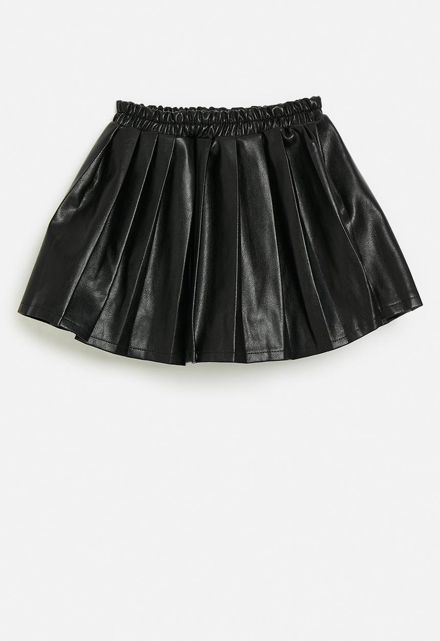 Pop Candy - Pleated pleather skirt-black
