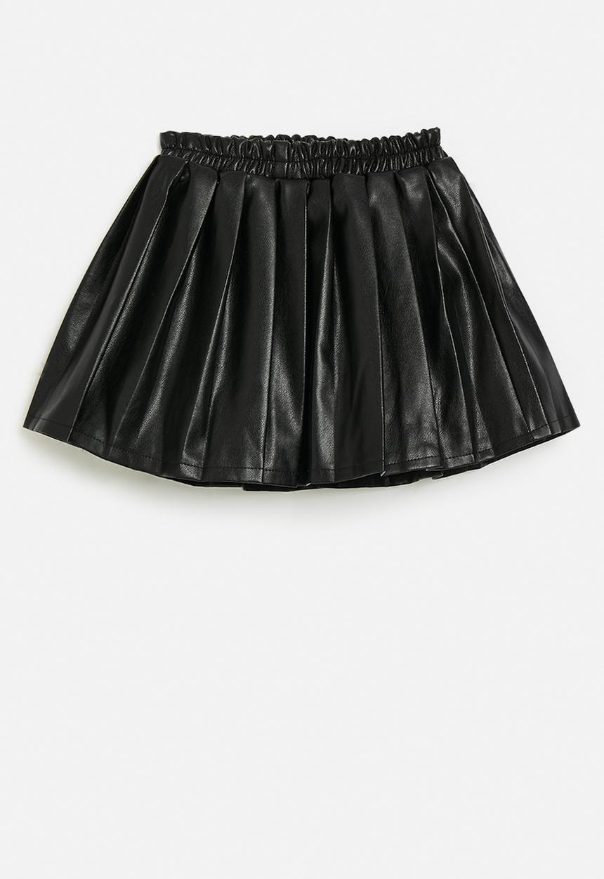 Pop Candy - Pleated pleather skirt-black