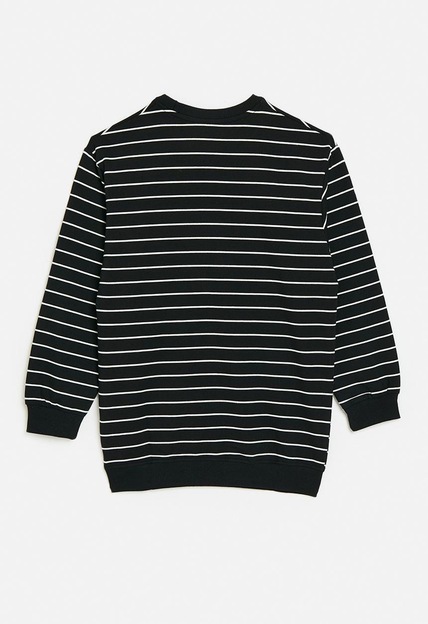 Pop Candy - Striped sweat top-black & white