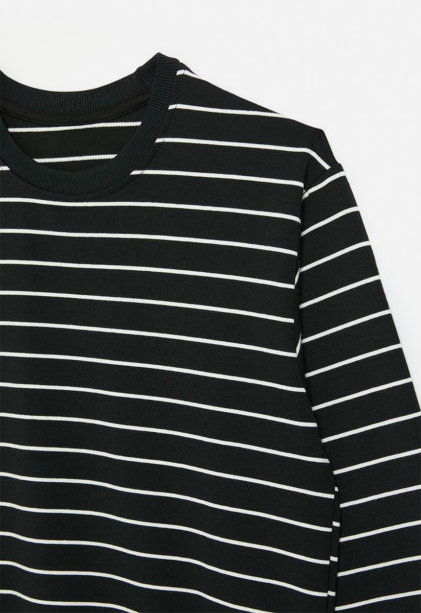 Pop Candy - Striped sweat top-black & white