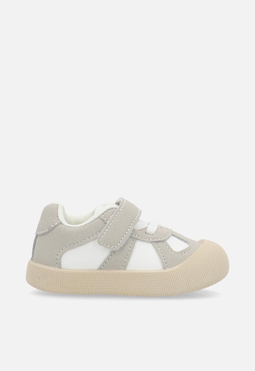 Pop Candy - Lace & adjustable fastener sneakers - grey & white