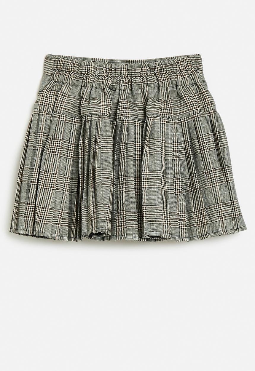 Pop Candy - Pleated plaid check skirt - multi neutral