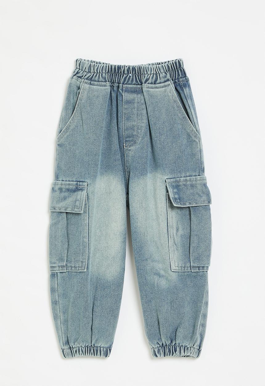 Pop Candy - Denim utility jogger-stone wash