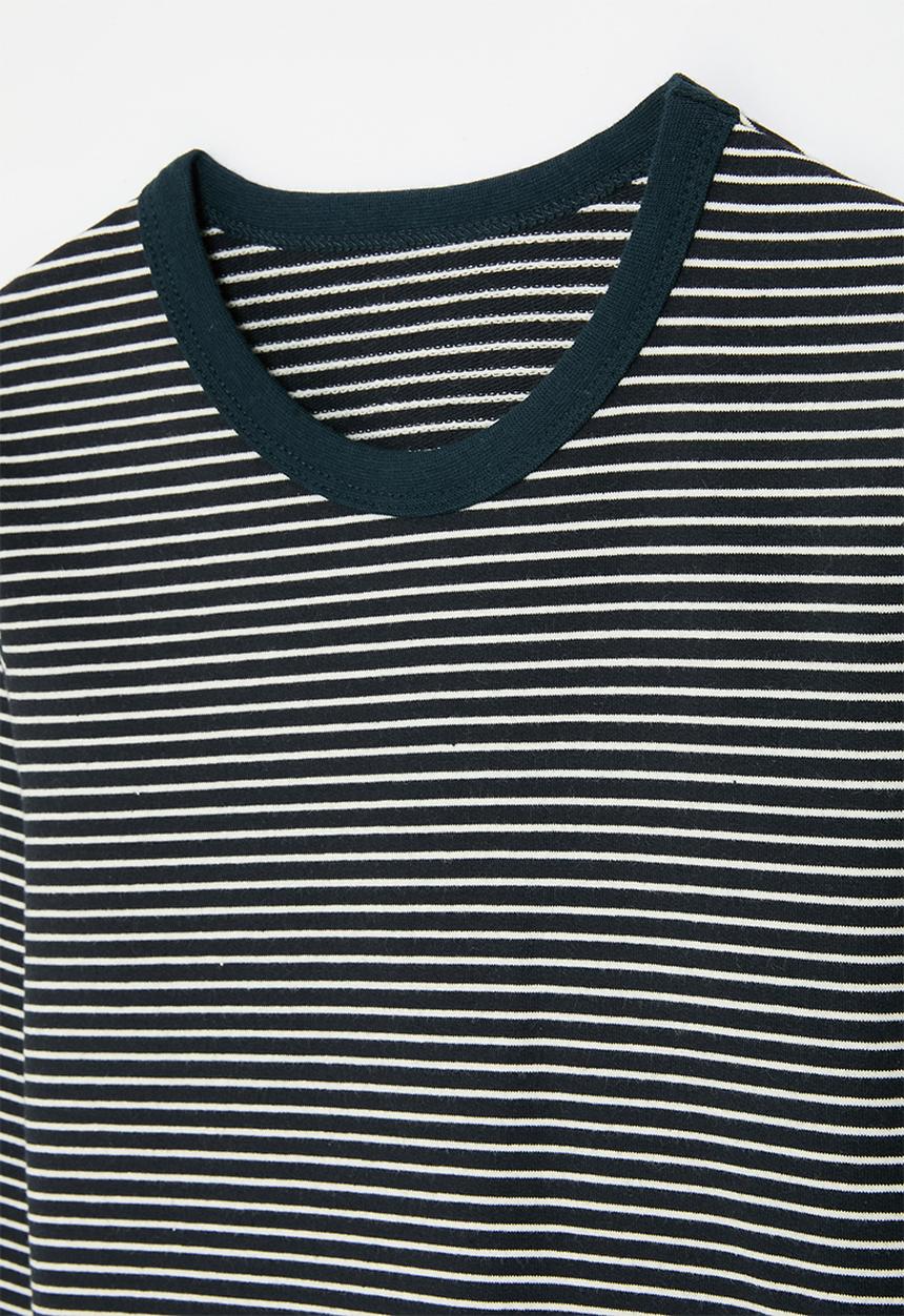 Pop Candy - Long sleeve striped tee- navy & white