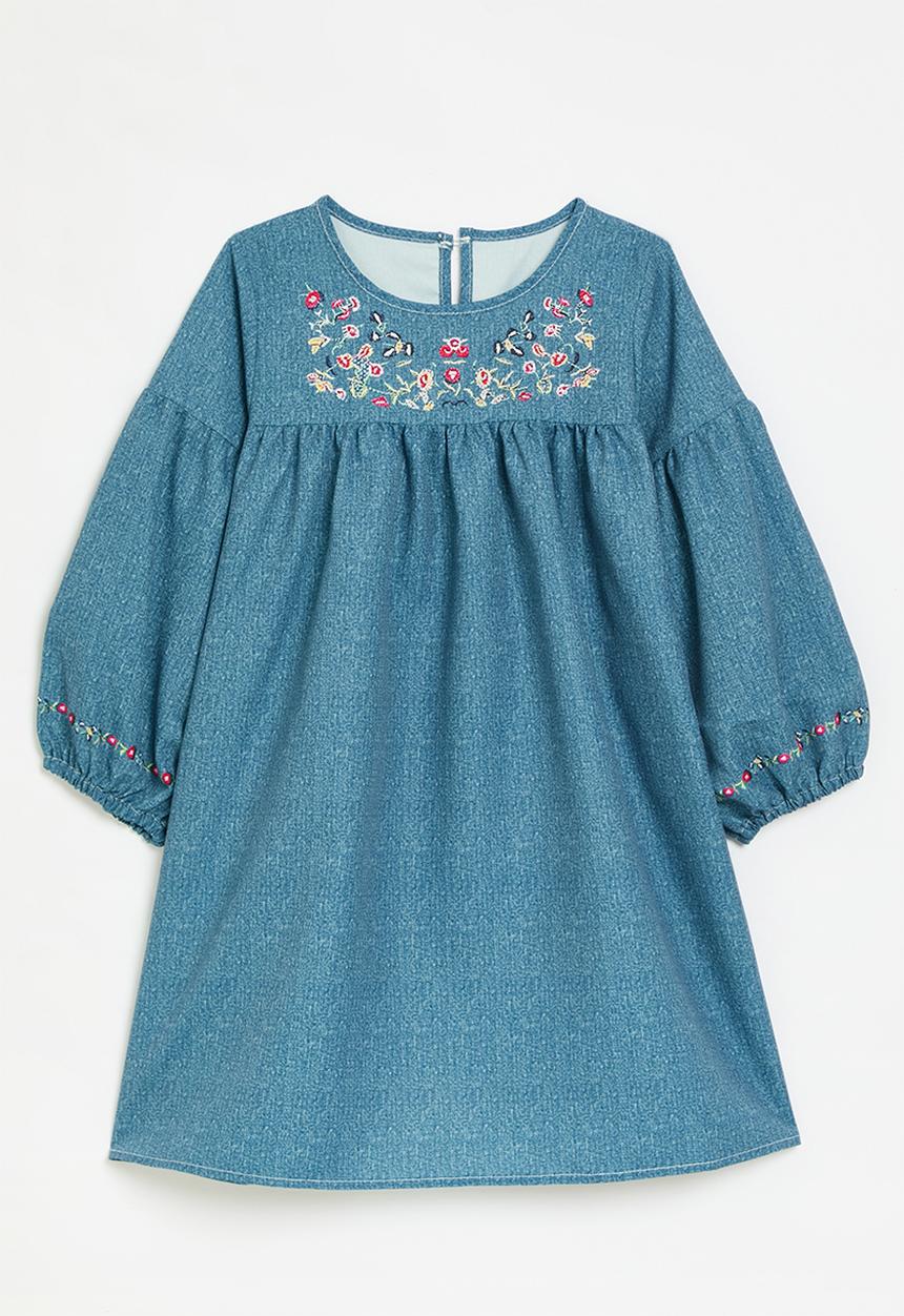 Pop Candy - Floral applique denim dress - blue