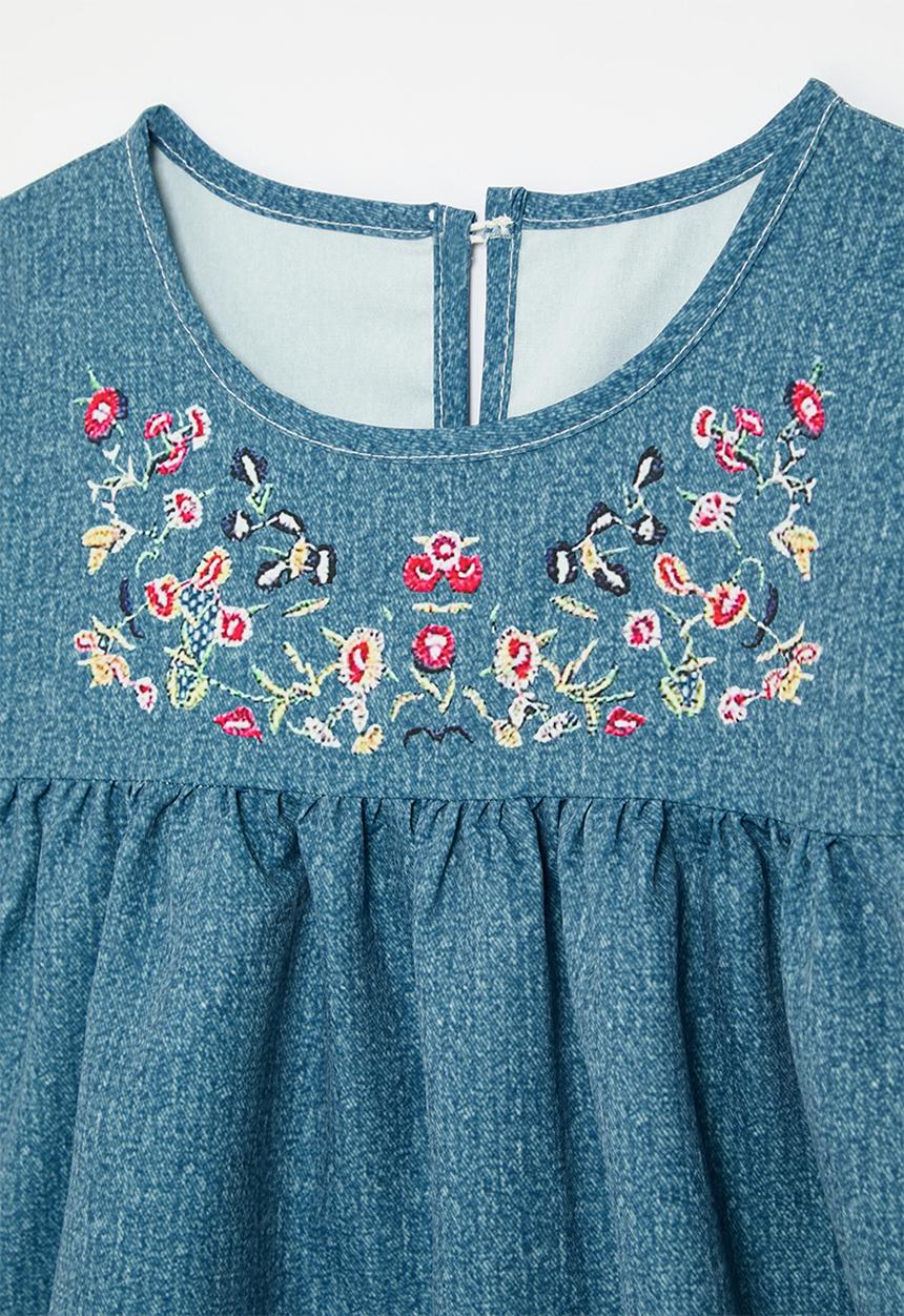 Pop Candy - Floral applique denim dress - blue