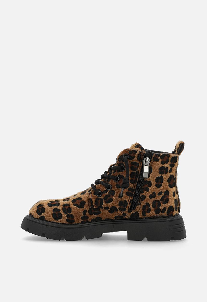 Pop Candy - Leopard print lace up boots - brown & black