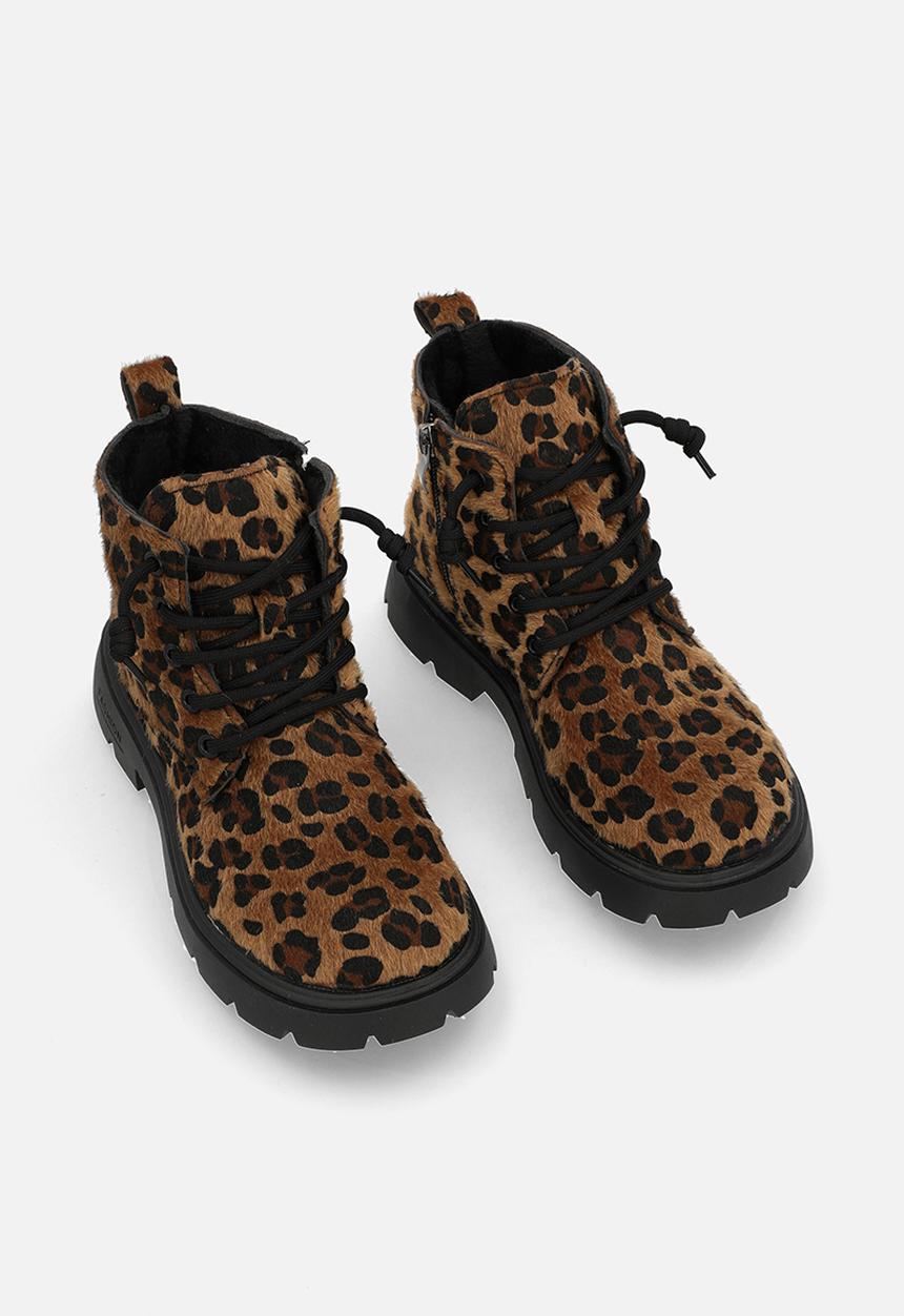 Pop Candy - Leopard print lace up boots - brown & black