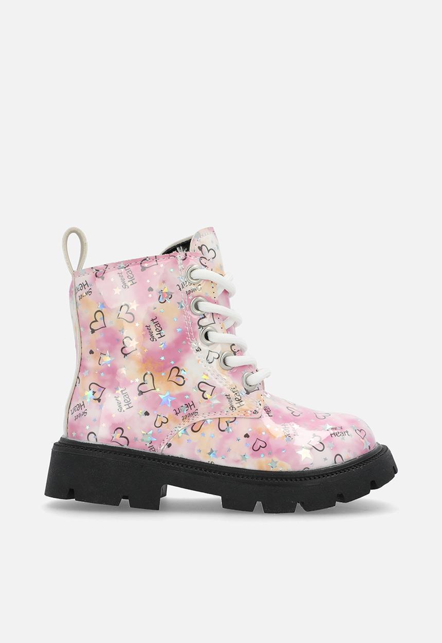 Pop Candy - Printed lace up boots - pink