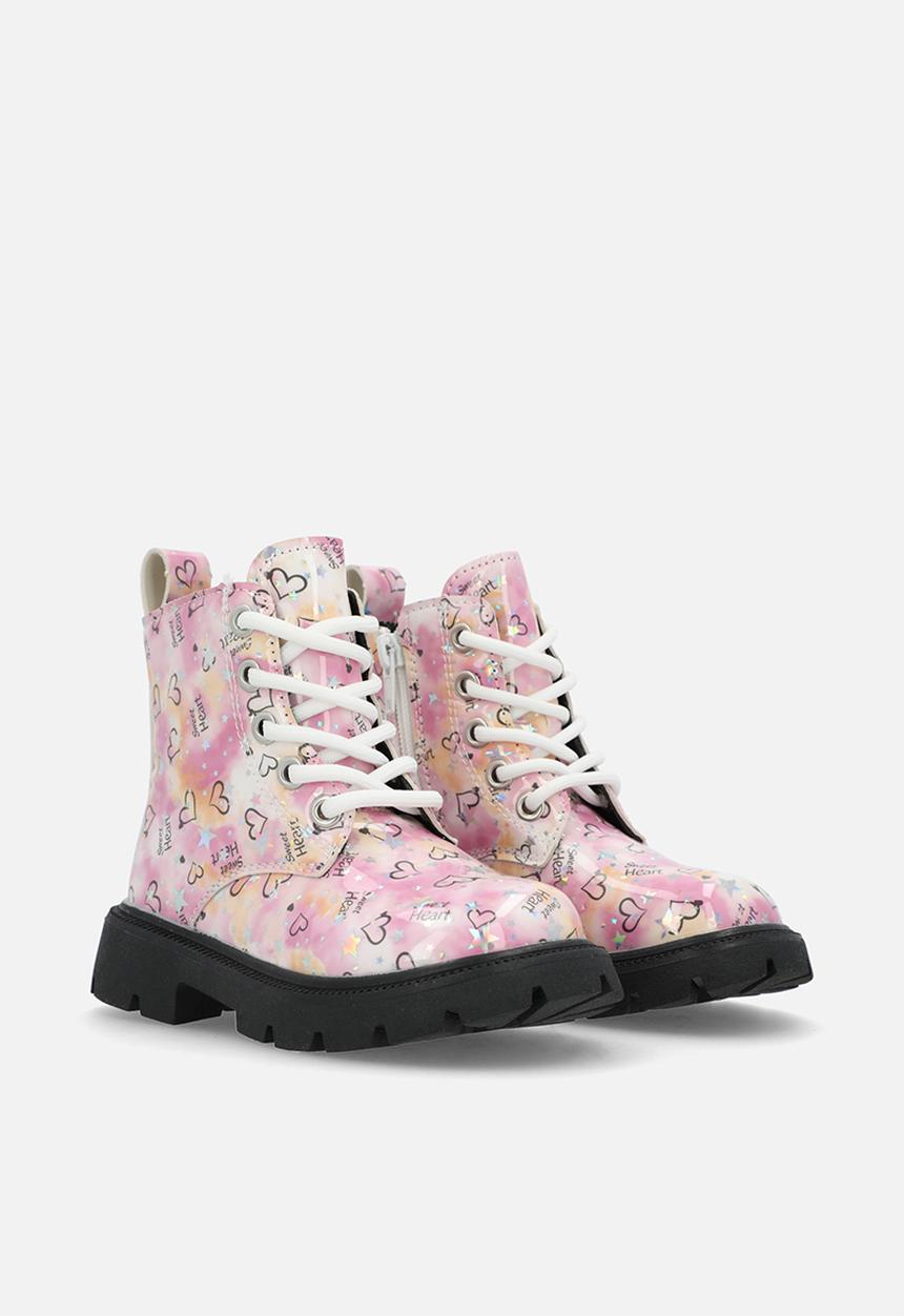 Pop Candy - Printed lace up boots - pink