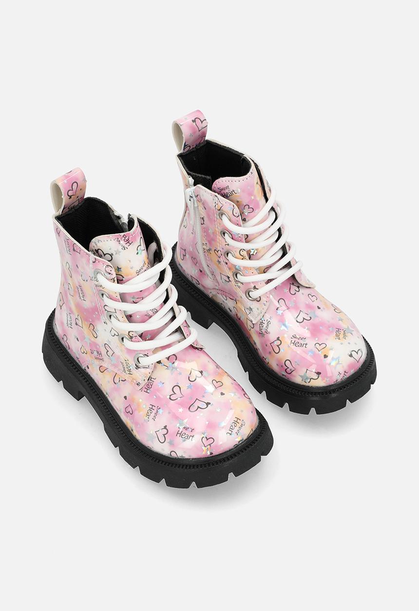 Pop Candy - Printed lace up boots - pink