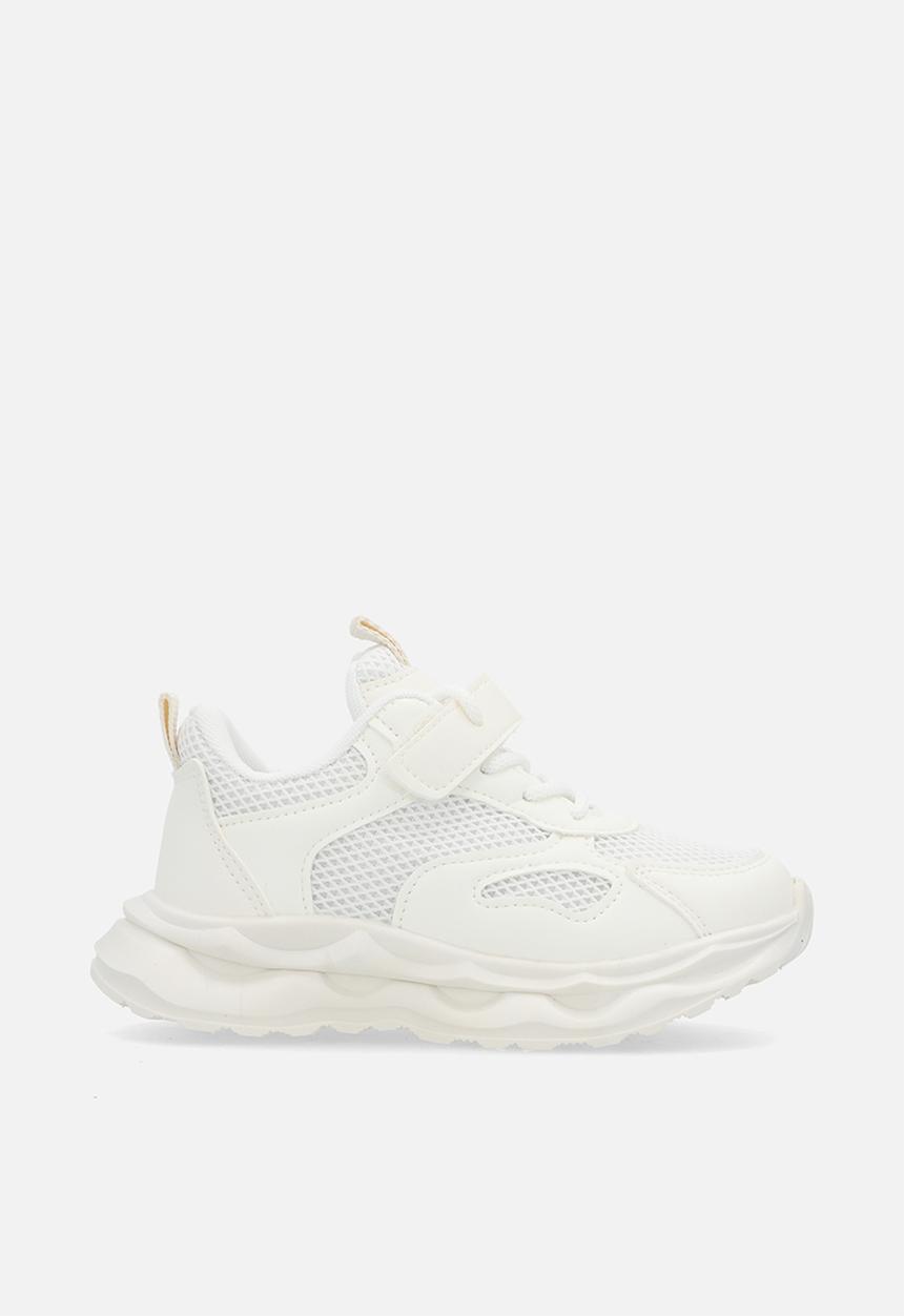 Pop Candy - Lace & adjustable strap fastener sneakers-white