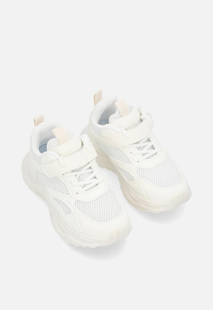 Pop Candy - Lace & adjustable strap fastener sneakers-white