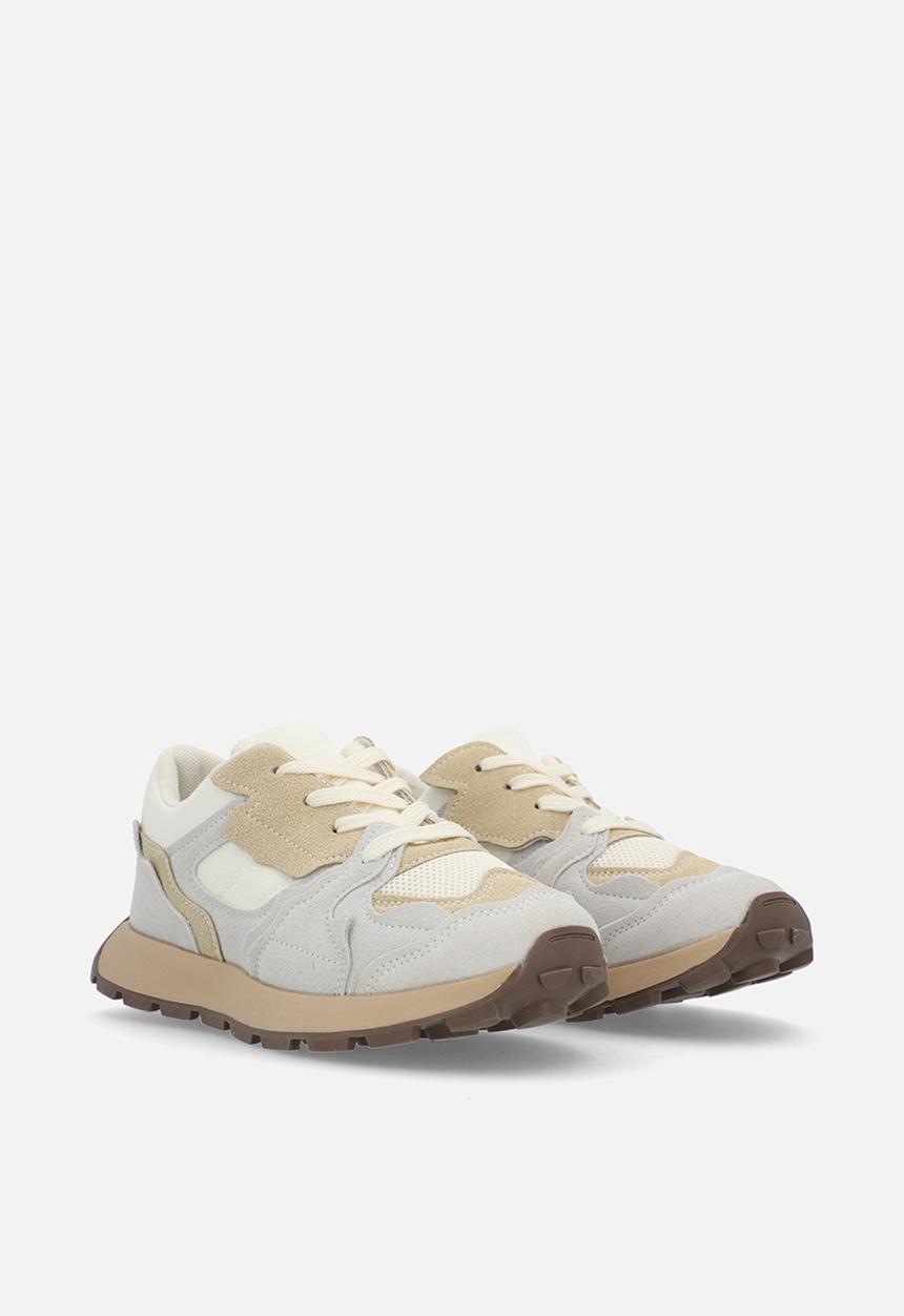 Pop Candy - Lace up sneakers - beige & grey