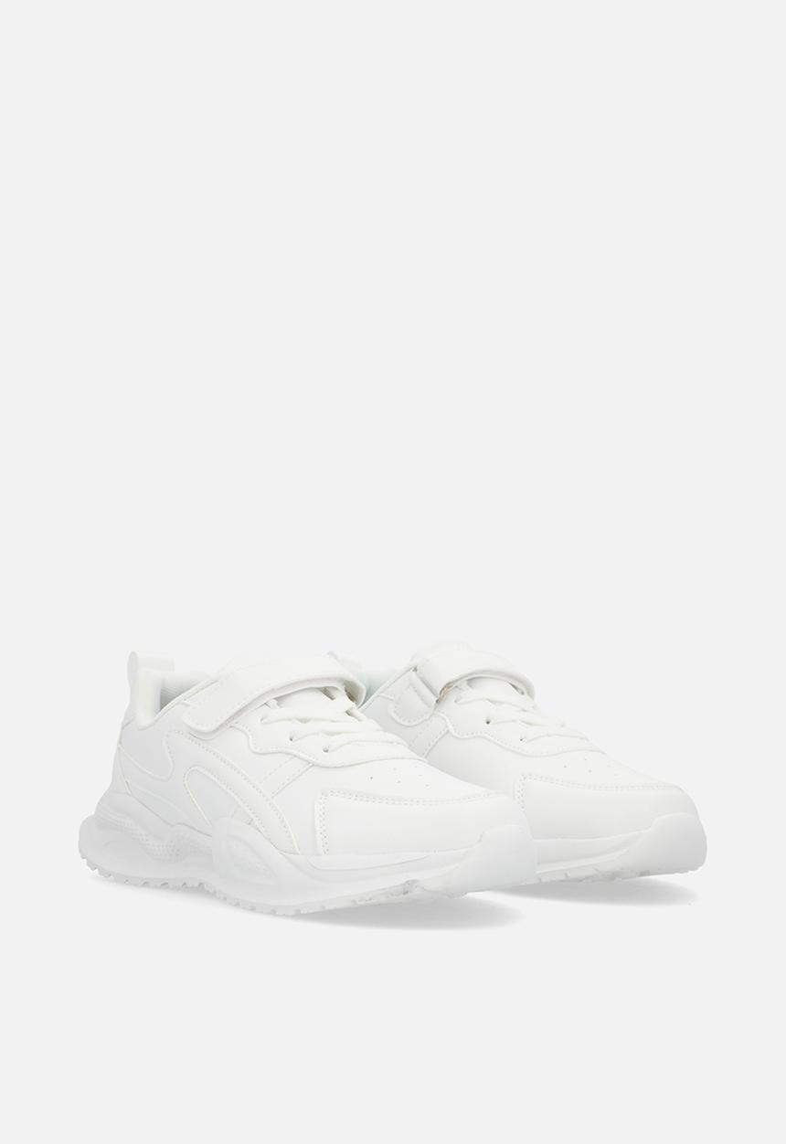 Pop Candy - Lace & adjustable strap fastener sneakers-white