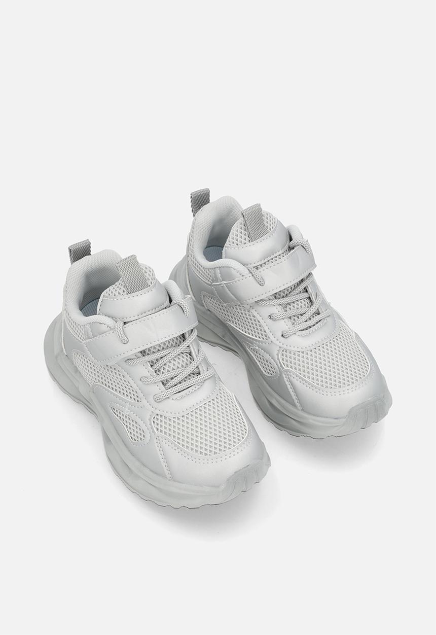 Pop Candy - Lace & adjustable fastener strap sneakers-grey