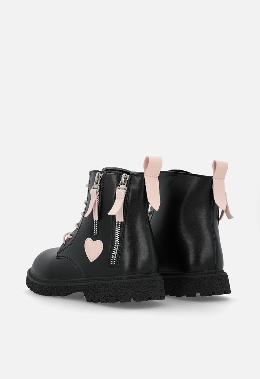 Pop Candy - Contrast lace up boots-black & pink