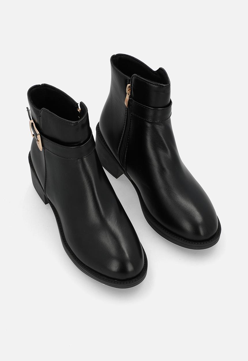 Pop Candy - Buckle strap ankle boots-black