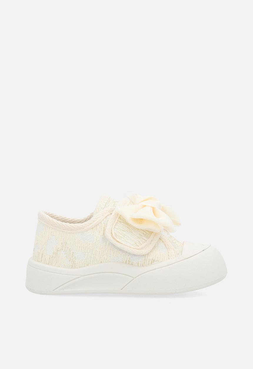 Pop Candy - Textured sneakers with bow feature - cream