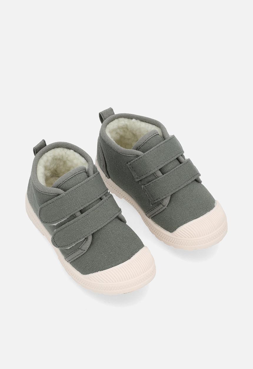 Pop Candy - Shearling lined twin strap sneakers - grey-green