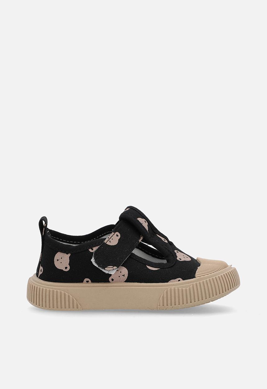 Pop Candy - Printed t-bar sneakers-black  & ecru