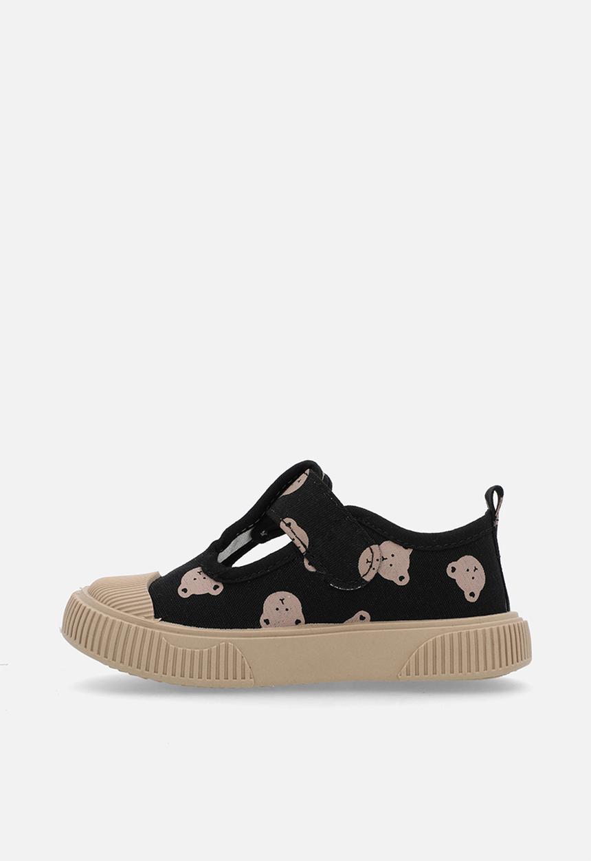 Pop Candy - Printed t-bar sneakers-black  & ecru