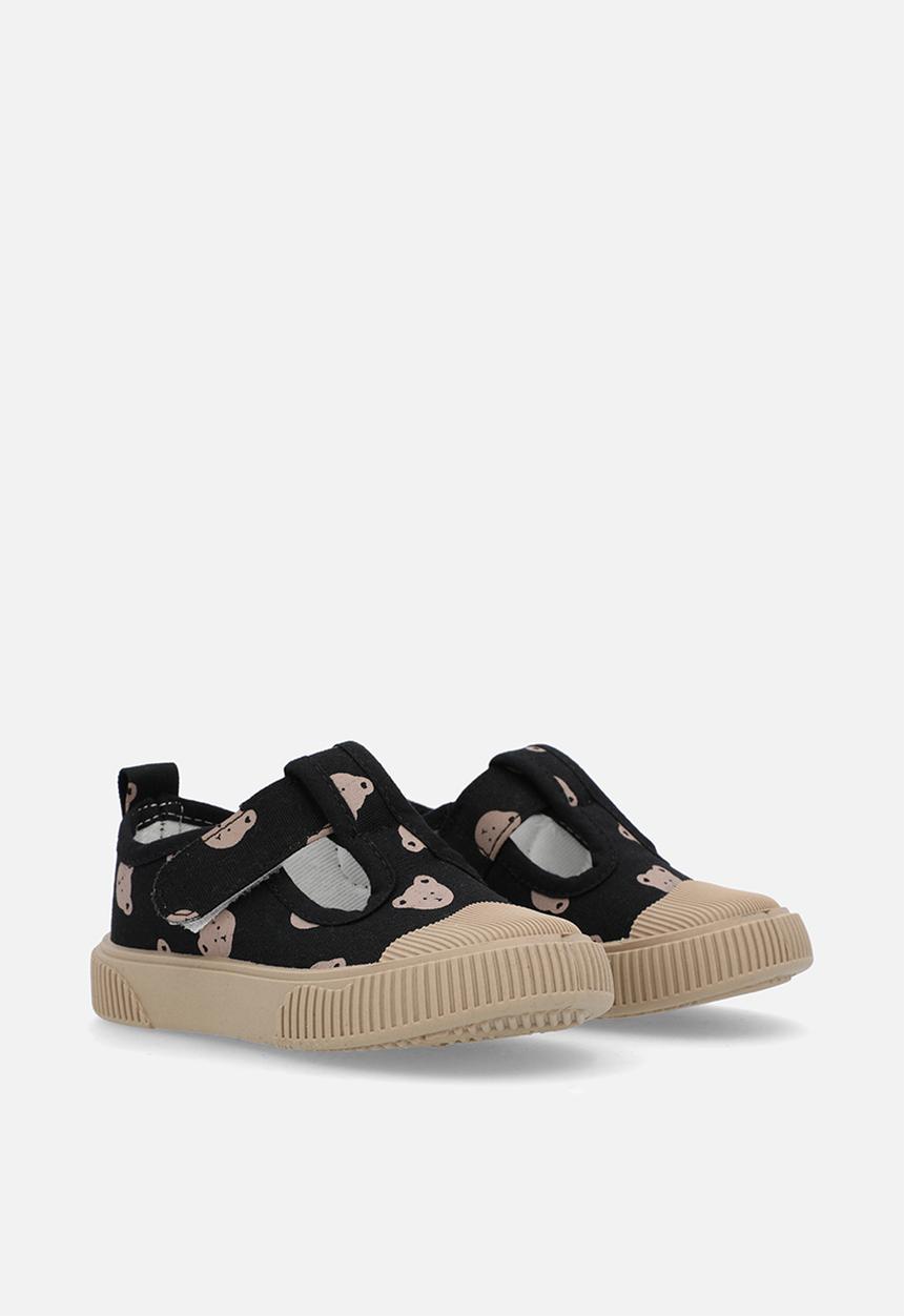 Pop Candy - Printed t-bar sneakers-black  & ecru