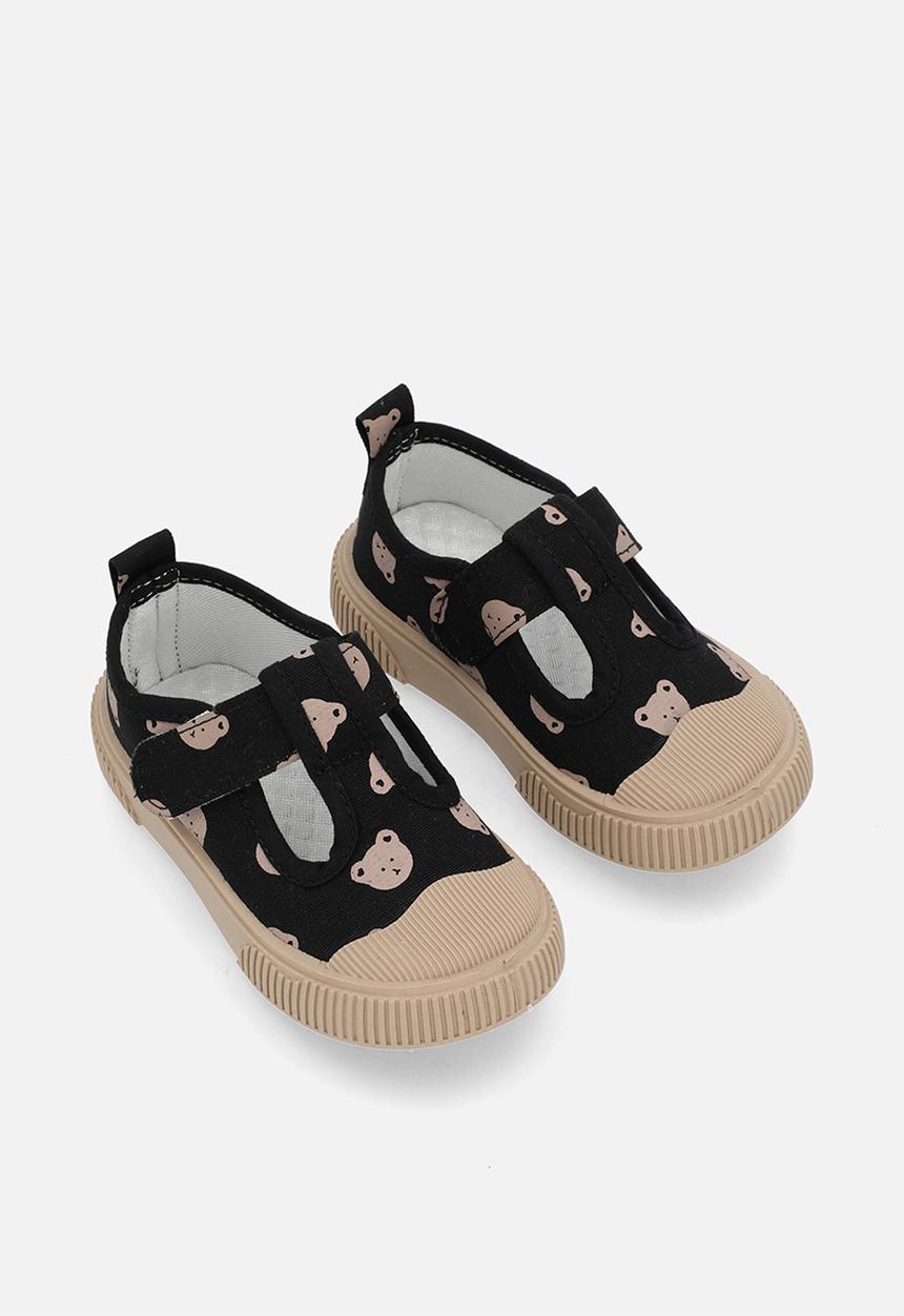 Pop Candy - Printed t-bar sneakers-black  & ecru