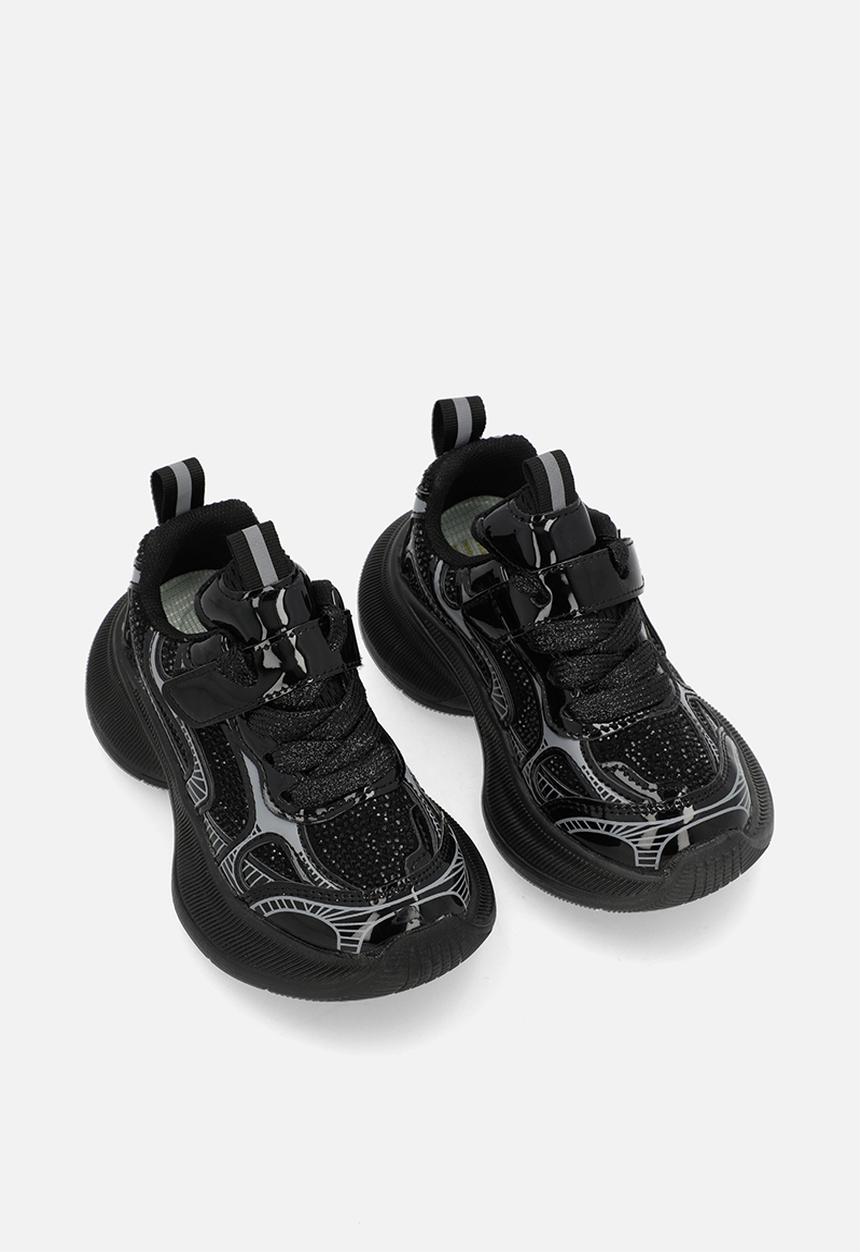 Pop Candy - Lace & adjustable fastener sneakers - black