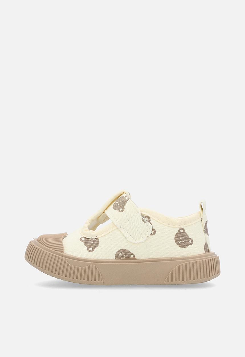 Pop Candy - Printed t-bar sneakers - ecru/bear aop