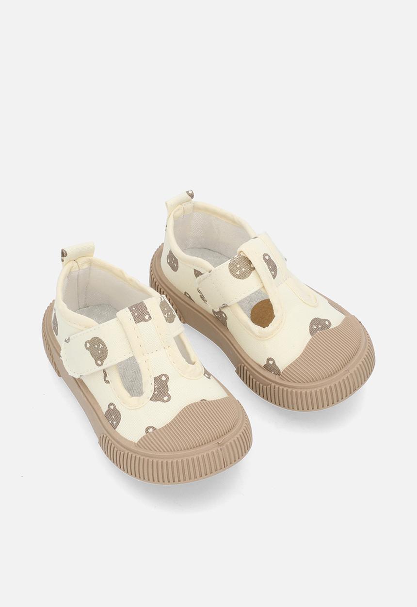 Pop Candy - Printed t-bar sneakers - ecru/bear aop