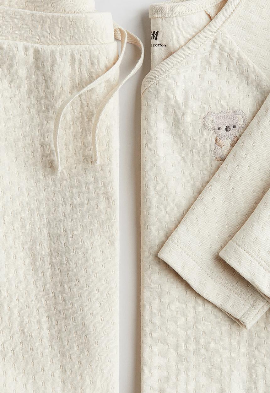 H&M - 2-Piece cotton jersey set - cream koala 